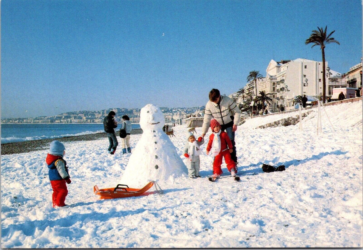 Postcard Post Card French Riviera 1985 Snowman Beach