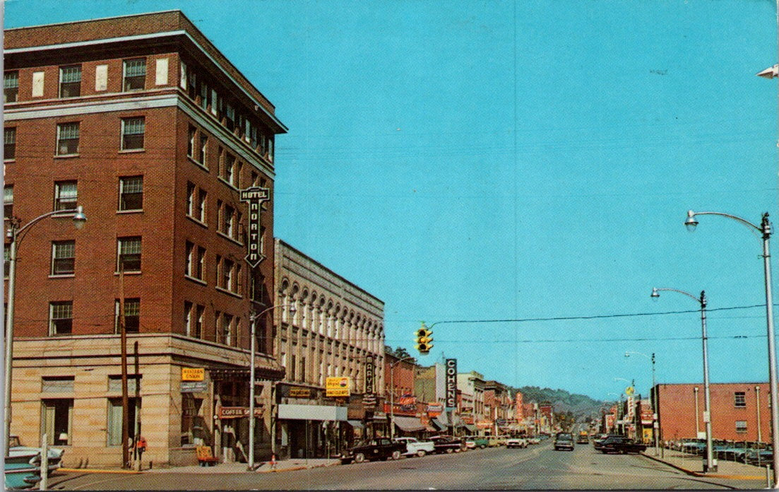 Vintage Postcard Business District Norton Virginia Mountain Empire Posted 1970