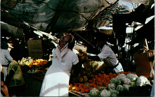 Vintage Postcard Vegetable And Fruit Market Afloat Curacao Unposted