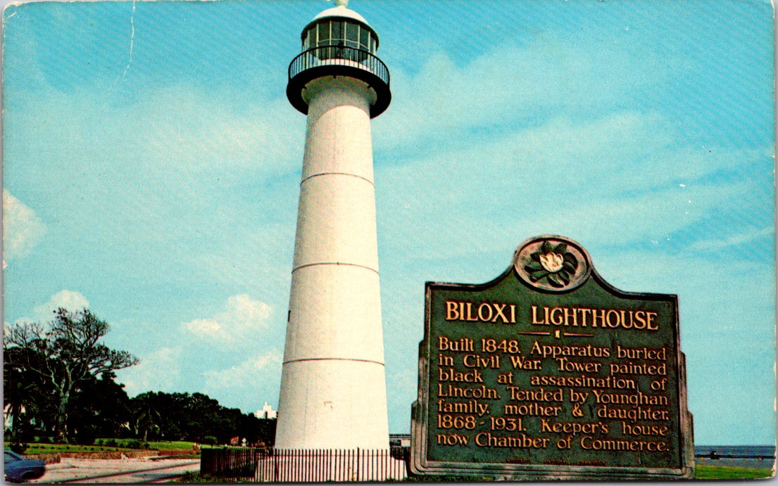 Vintage Postcard Historic Biloxi Lighthouse Mississippi United States Posted