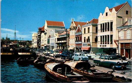 Vintage Postcard The Handelskade At The Waterfront Curacao Unposted