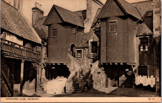 Vintage Postcard White Horse Close Edinburgh Scotland Unposted