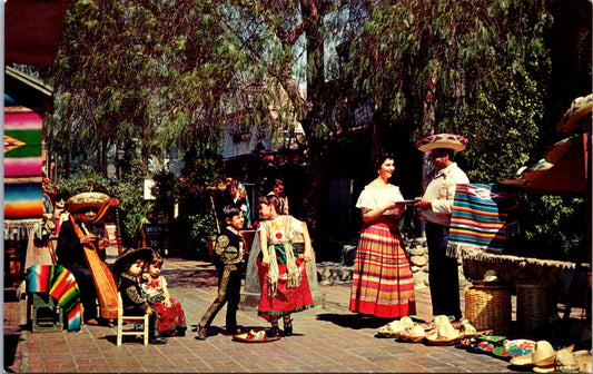 Vintage Postcard Colorful Costumes Olvera Street Los Angeles California Unposted