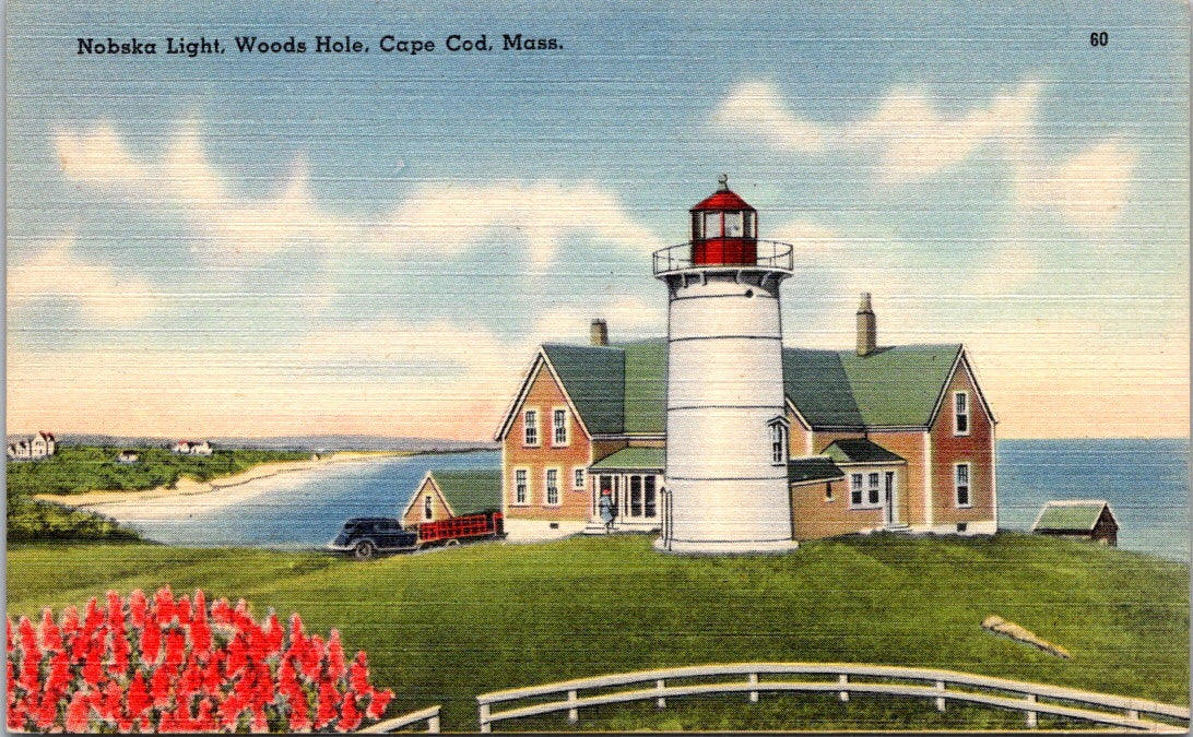 Vintage Postcard Nobska Light Woods Hole Cape COD Massachusetts United States