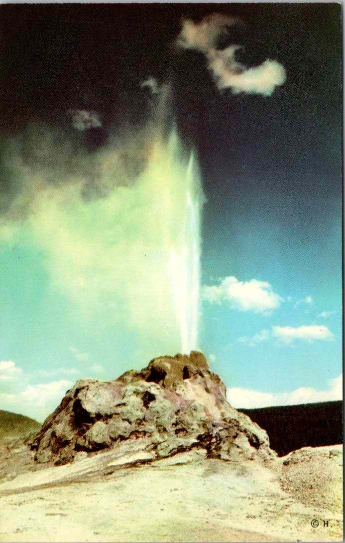 Vintage Postcard White Dome Geyser Lower Basin Yellow Stone Wyoming Unposted