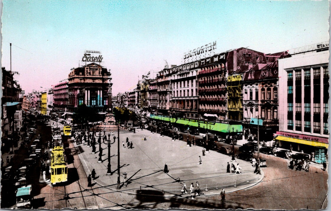 Vintage Postcard De Brouckère Square Brussels Belgium Unposted