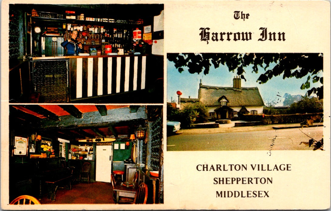 Vintage Postcard Charlton Village Shipperton Middlesex The Narrow Inn California