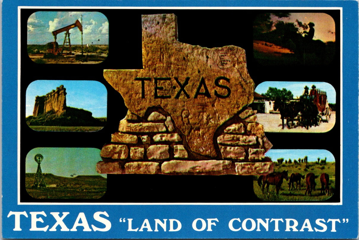 Vintage Postcard Texas Land Of Contrast United States Unposted