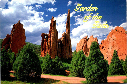 Vintage Postcard Cathedral Rocks Garden Of The Gods Pikes Peak Region Colorado