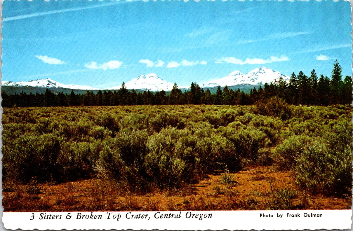 Vintage Postcard Sisters And Broken Crater Central Oregon Cascades Unposted