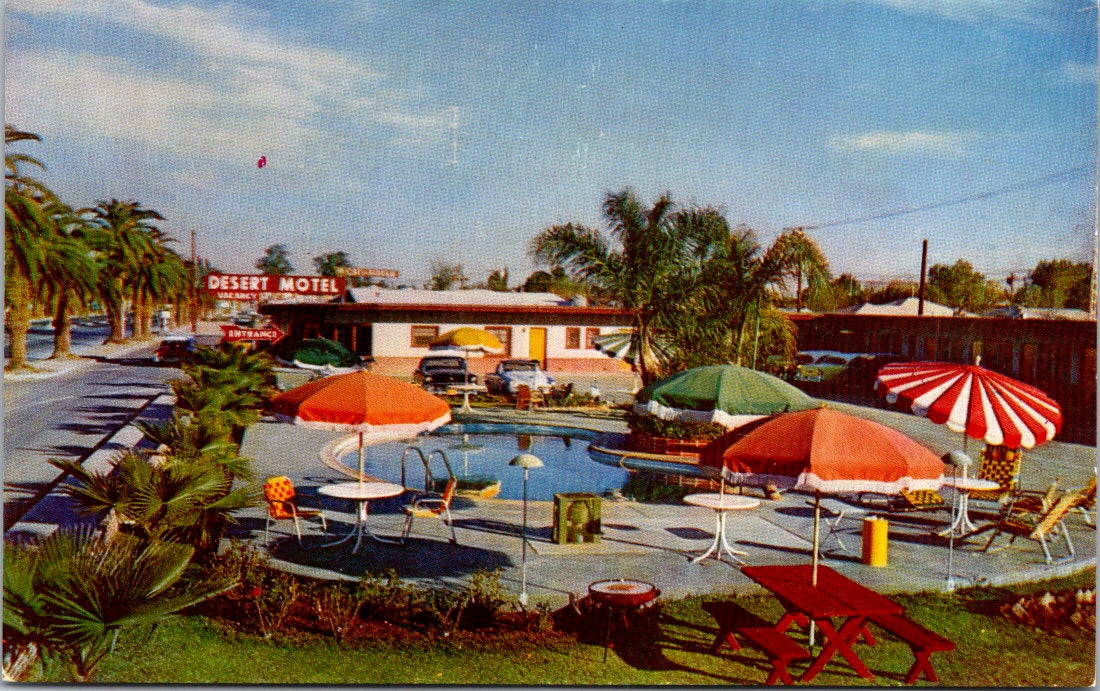 Vintage Postcard Desert Motel West Main Street Brawley California Unposted