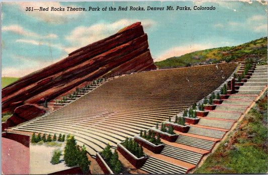 Vintage Postcard Red Rocks Theater Park Of Red Rocks Denver Mount Parks Colorado