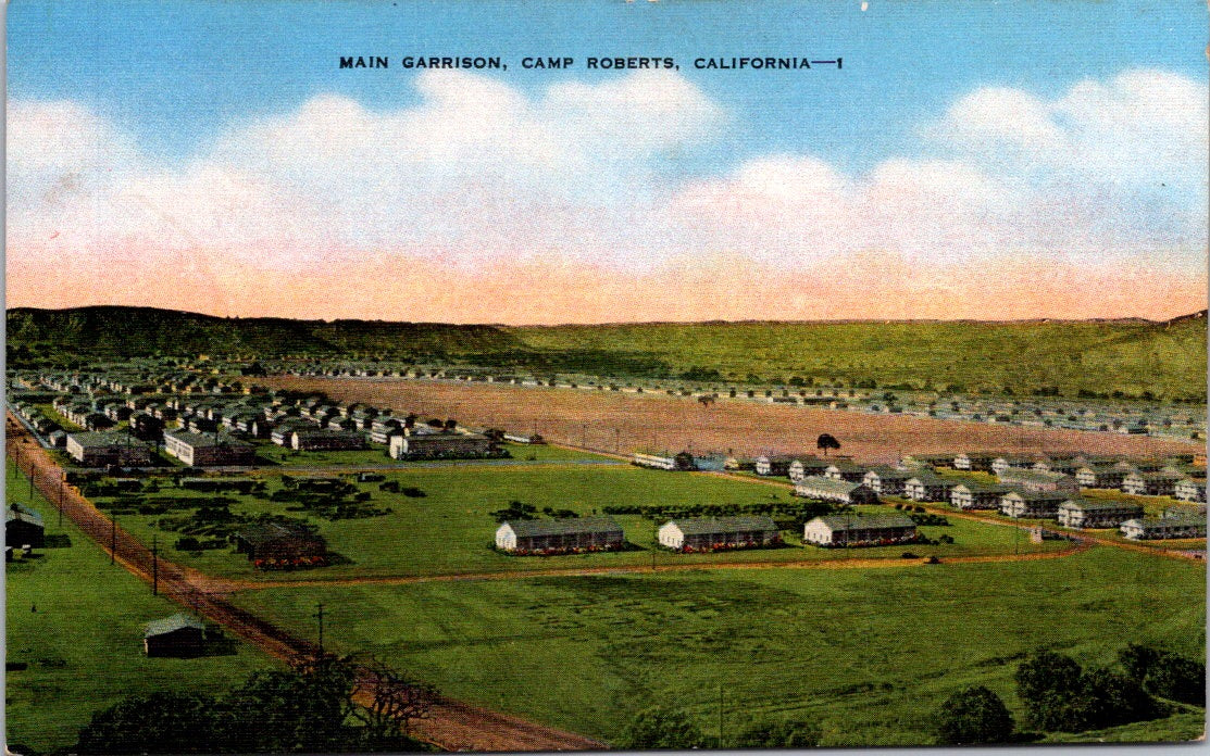 Vintage Postcard Main Garrison Camp Roberts California United States Unposted