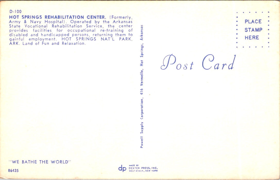 Vintage Postcard Rehabilitation Center National Park Arkansas United States