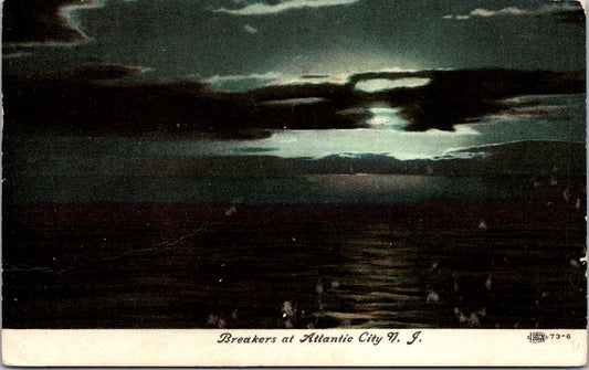 Vintage Postcard Breakers At Atlantic City New Jersey United States Posted 1908