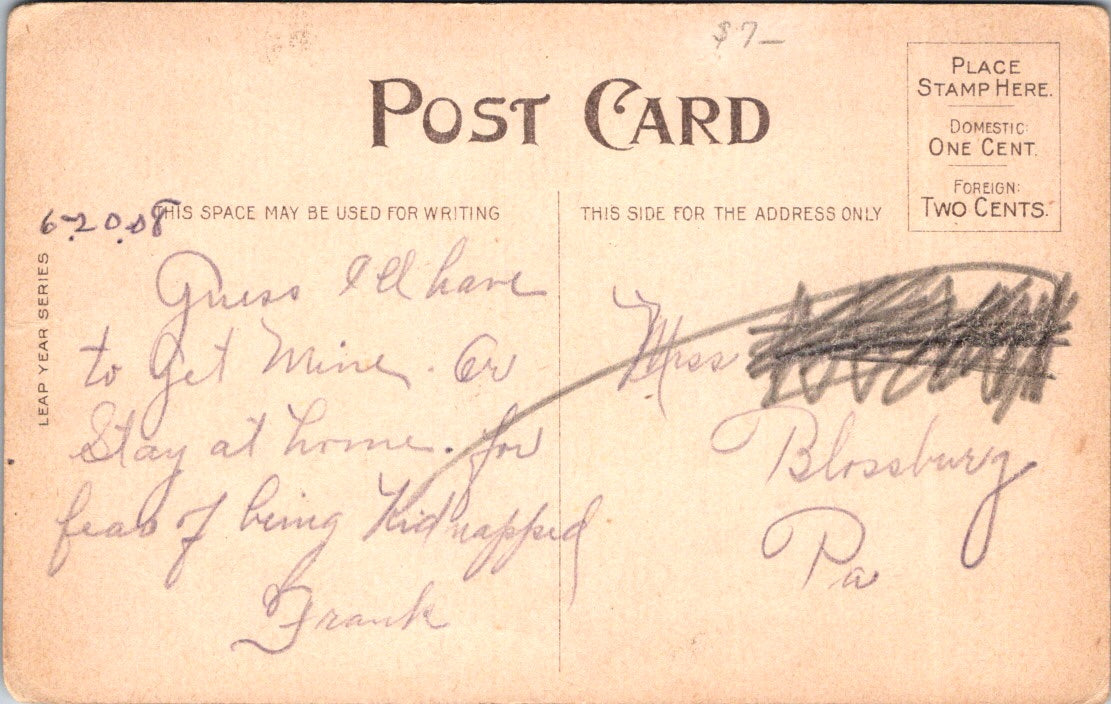 Vintage Postcard You're Not Safe In 1908 Unless You Have Your Marriage License