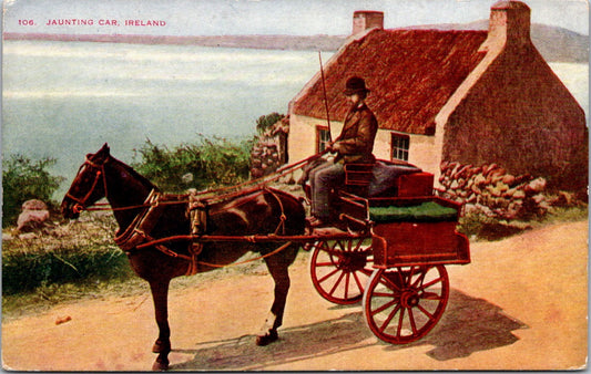 Vintage Postcard Horse Jaunting Car Ireland Unposted