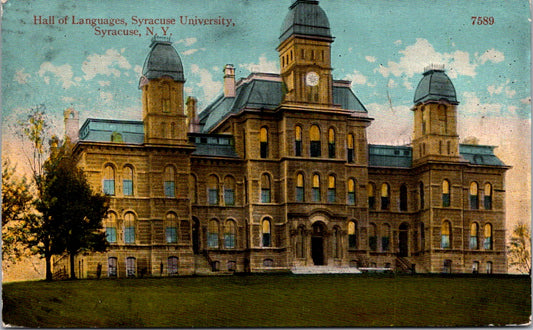 Vintage Postcard Hall Of Languages Syracuse University New York Posted One Cent