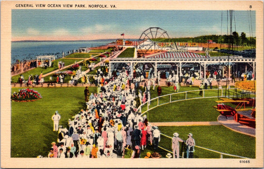 Vintage Postcard General View Ocean View Park Norfolk Virginia United States