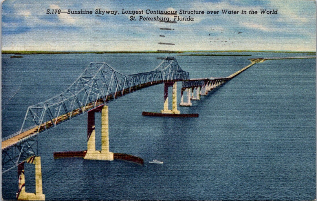 Vintage Postcard Sunshine Skyway St. Petersburg Florida United States Posted