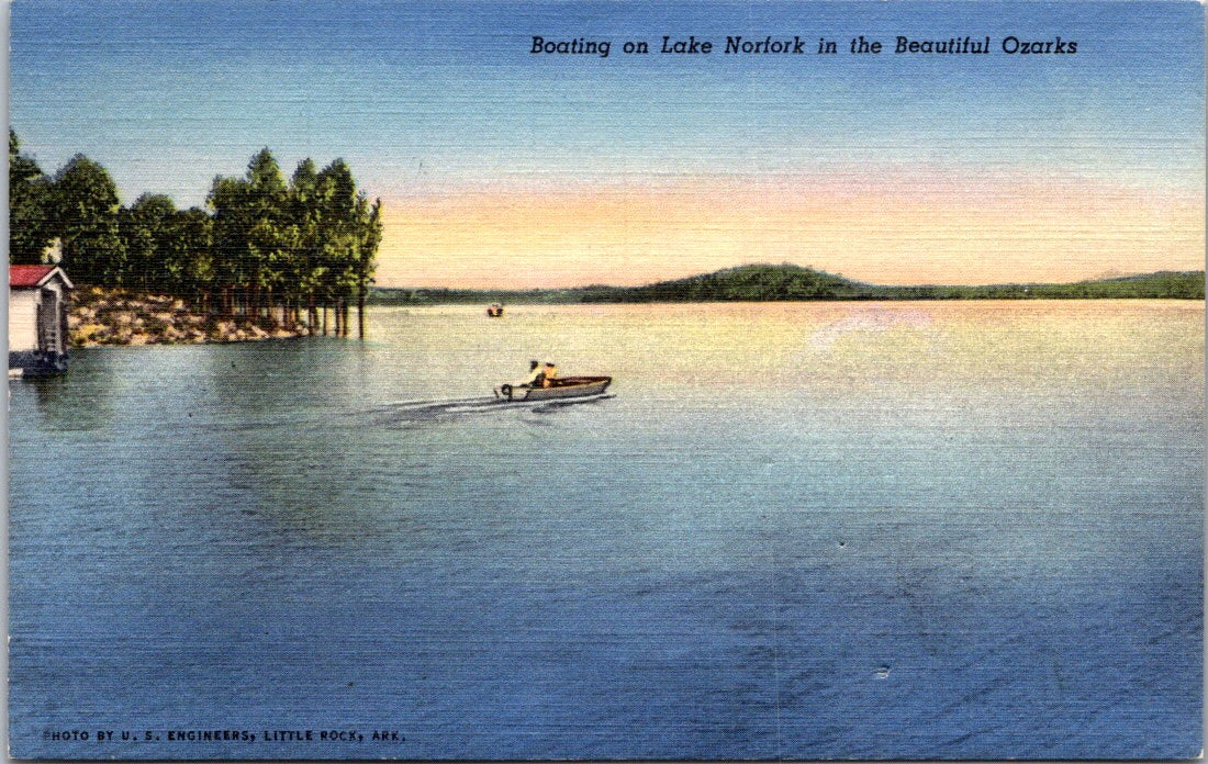 Vintage Postcard Boating On Lake Norfork In The Beautiful Place Of Ozarks