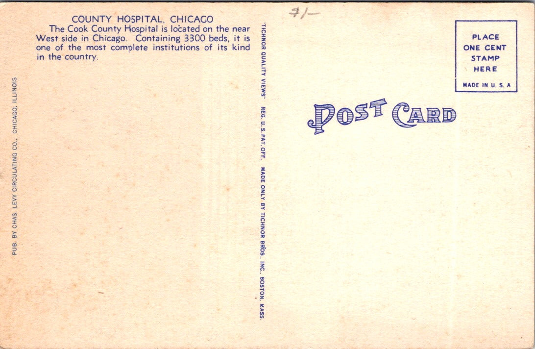 Vintage Postcard Country Hospital Chicago Illinois United States Unposted