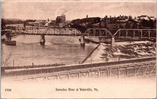 Vintage Postcard Kennebec River At Waterwille Maine United States Posted