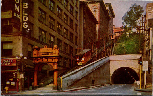 Vintage Postcard Angel's Flight Los Angeles Built By Colonel JW Eddy Posted 1953