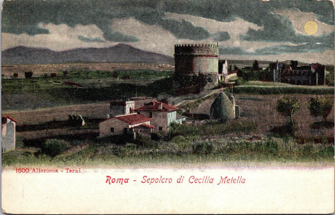 Vintage Postcard Mausoleo di Cecilia Metella Rome Italy Unposted