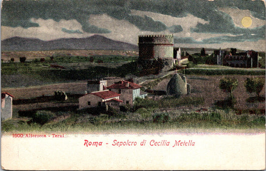 Vintage Postcard Mausoleo di Cecilia Metella Rome Italy Unposted