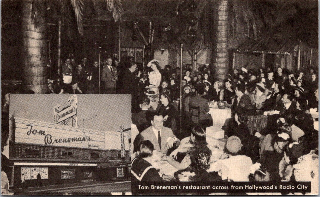 Vintage Postcard Tom Breneman's Restaurant Across From Hollywood's Radio City