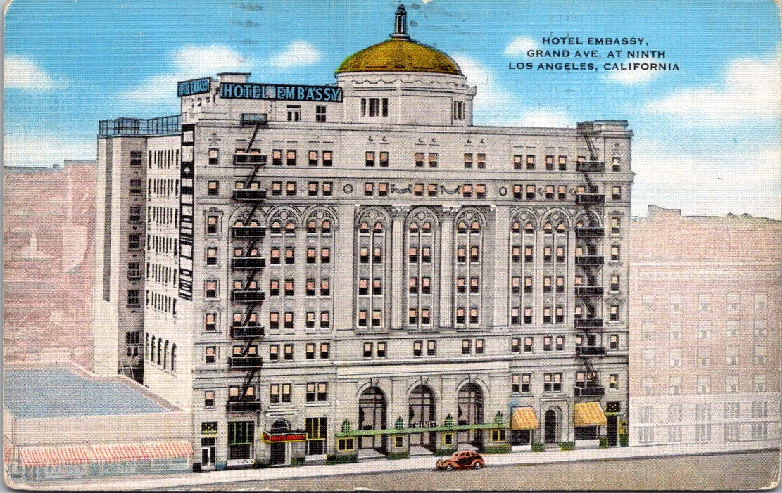 Vintage Postcard Hotel Embassy Grand Avenue At Ninth Los Angeles California