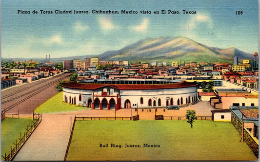 Vintage Postcard The Bull Ring Juarez Mexico Posted