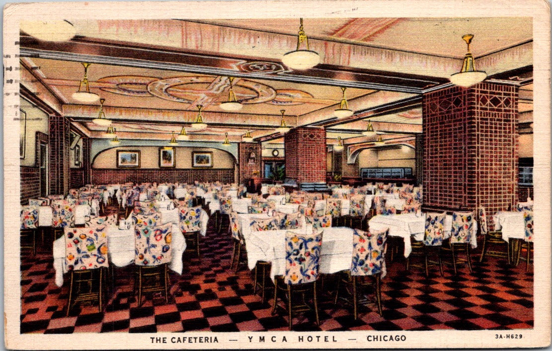 Vintage Postcard The Cafeteria YMCA Hotel Chicago Illinois United States