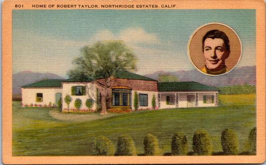 Vintage Postcard House Of Robert Taylor Northridge Estates California Unposted