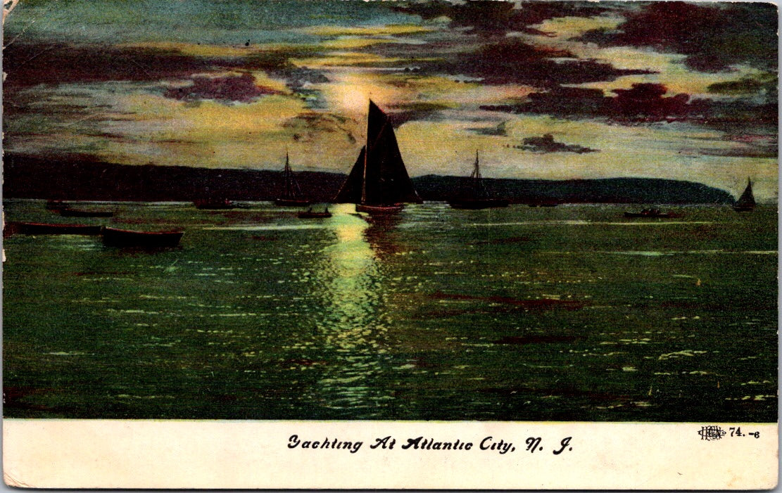 Vintage Postcard Yatching At Atlantic City New Jersey United States Unposted