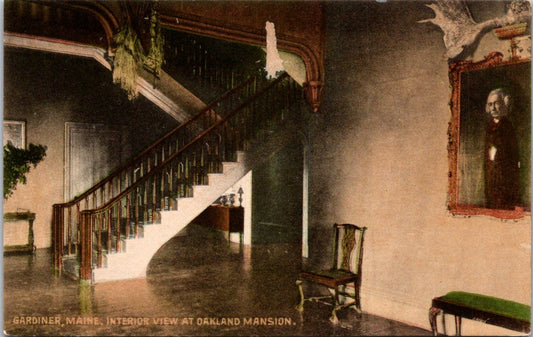 Vintage Postcard Gardener Maine Interior View Oakland Mansion United States