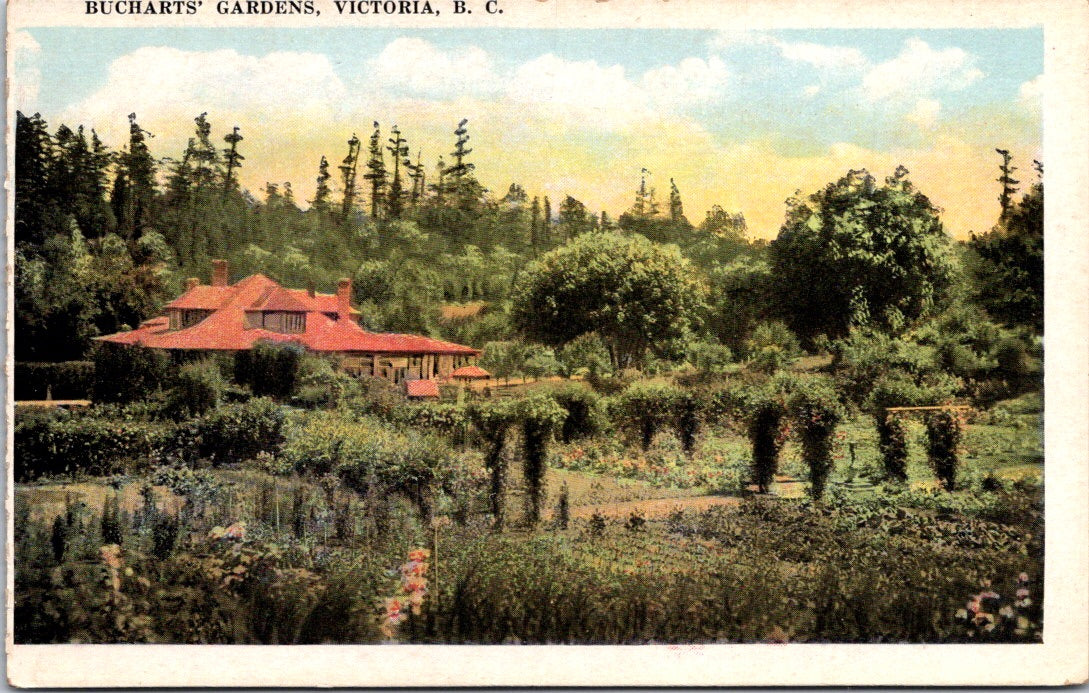 Vintage Postcard Buchart Gardens Victoria British Columbia Canada Unposted