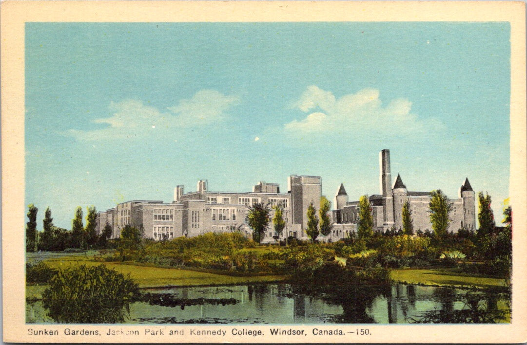 Vintage Postcard Sunken Gardens Jackson Park And Kennedy College Canada Unposted