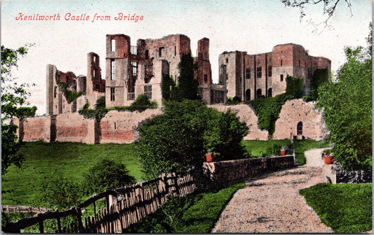 Vintage Postcard Kenilworth Castle From Bridge England United Kingdom Unposted