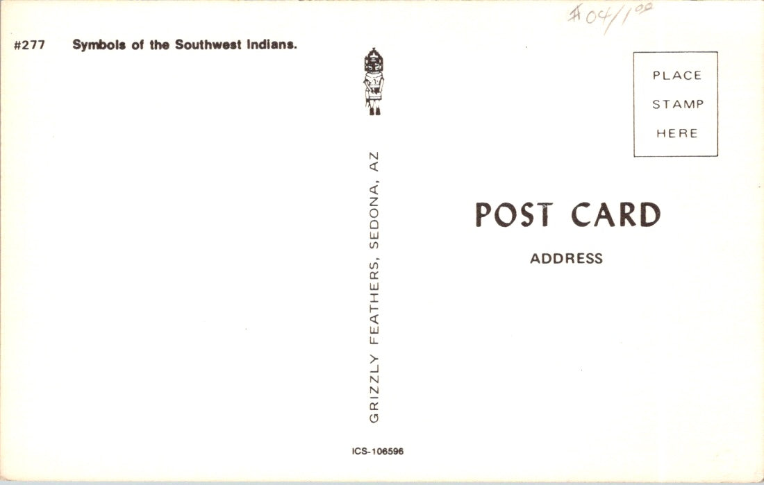 Vintage Postcard Symbols Of The Southwest Indians Unposted