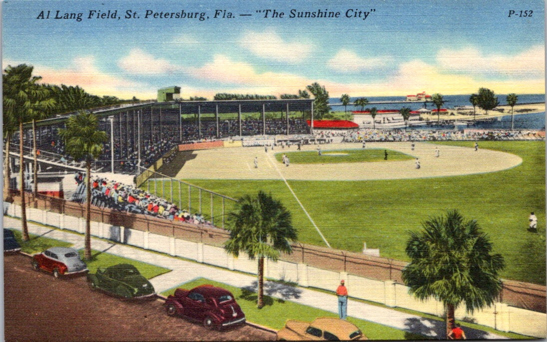 Vintage Postcard Al Lang Field Saint Petersburg Florida The Sunshine City