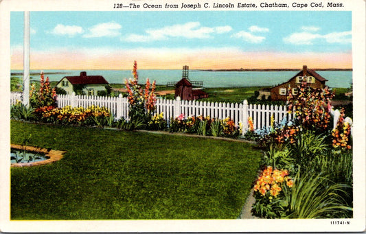 Vintage Postcard The Ocean From Joseph Lincoln Estate Chatham Cape COD Mass