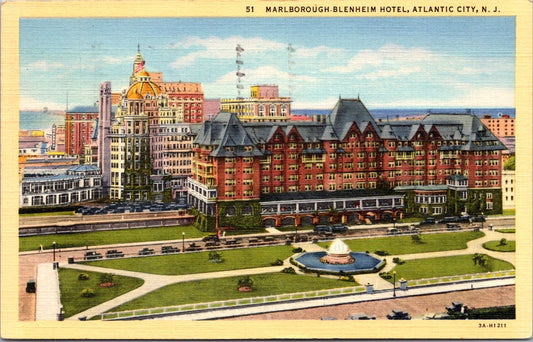 Vintage Postcard Marlborough Blenheim Hotel Atlantic City New Jersey Posted 1942