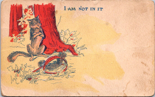 Vintage Postcard Wolf I am Not In It Illustration Unposted