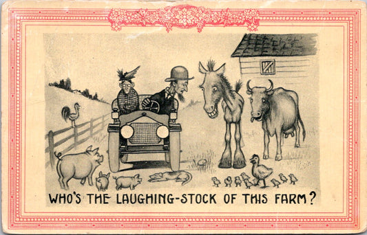 Vintage Postcard Who's The Laughing Stuff Of This Farm Illustration Unposted