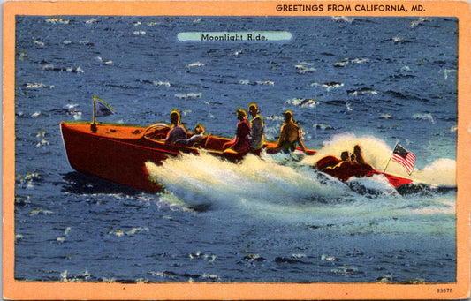 Vintage Postcard Moonlite Ride Greetings From Florida California Posted 1963