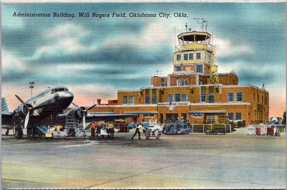 Vintage Postcard Administration Building Will Rogers Field Oklahoma Unposted