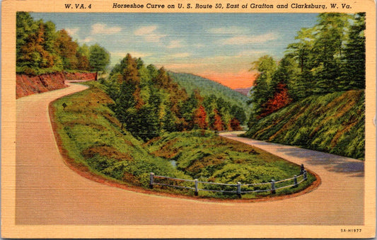 Vintage Postcard Horshoe Curve On US Route 50 West Virginia United States