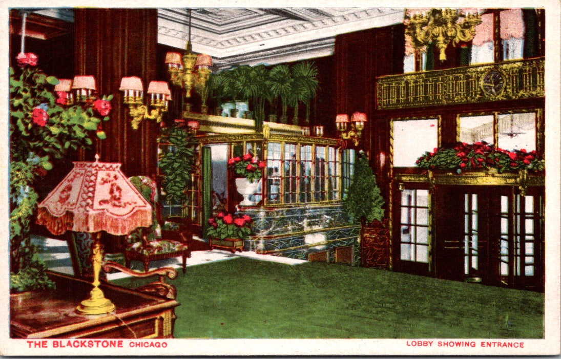 Vintage Postcard Lobby Showing Entrance The Jackstone Chicago Illinois Unposted